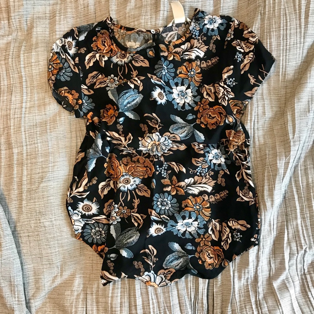 H&M Blue Floral Top - Size: 2 EUC - Picture 2 of 4
